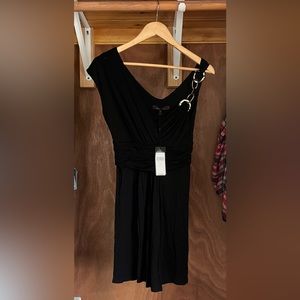 New with tags BCBG maxazria cotton dress. One shoulder gold chain accent.